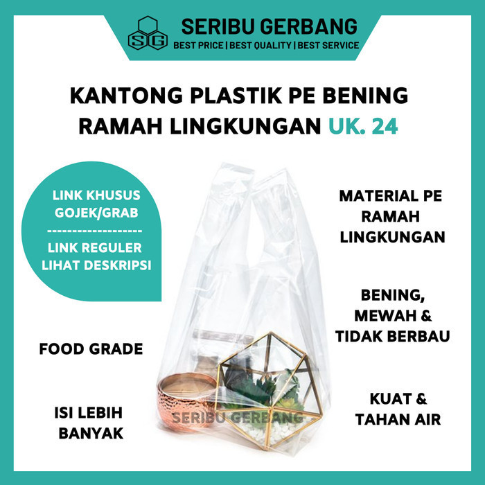 

BRG BARU [GOJEK] KANTONG PLASTIK PE BENING KRESEK TRANSPARAN ECO FRIENDLY UK 24