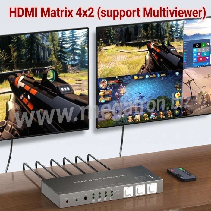 Terbaru 4X2 Hdmi Matrix Switcher Multiviewer (4-Input & 2-Output) Promo Terlaris