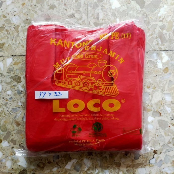 

JUAL Kantong Plastik Kresek Loco Tebal Merah 500 gram ukuran,17/24/28/35/40