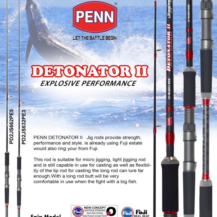 PENN DETONATOR II JORAN JIGGING SPINNING PD2JS 632 PE 1-3 / 662 PE 2-5
