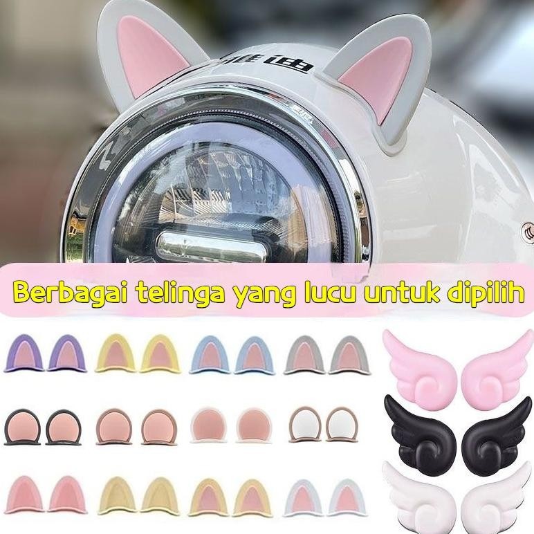 TGC-1924 stiker sepeda listrik lucu Aksesoris Telinga Kucing Lucu Dekorasi Helm Ornamen Helm Telinga