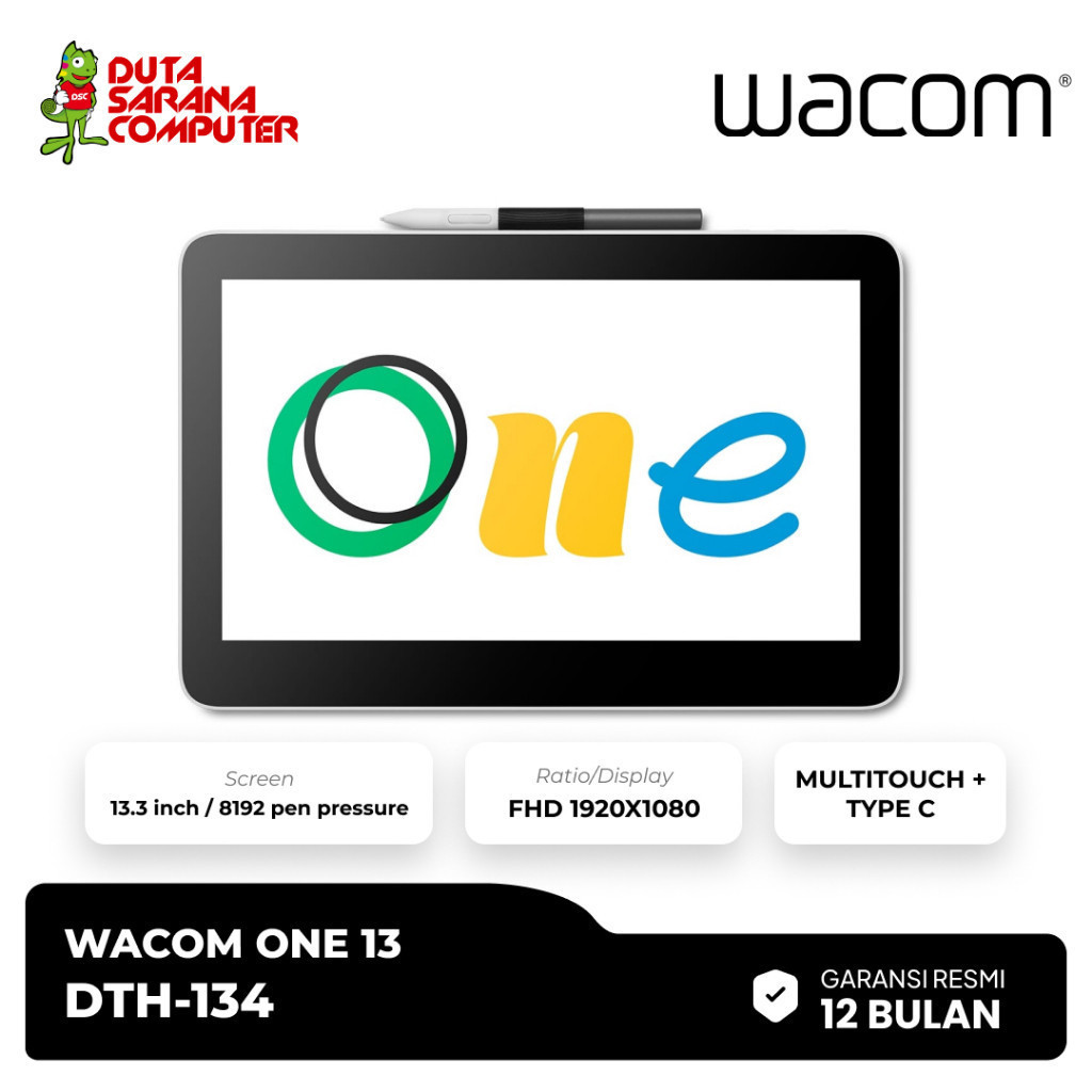 WACOM ONE PEN DISPLAY TOUCH WACOM DTH-134 DRAWING TABLET DISPLAY TOUCHSCREEN + TYPE-C