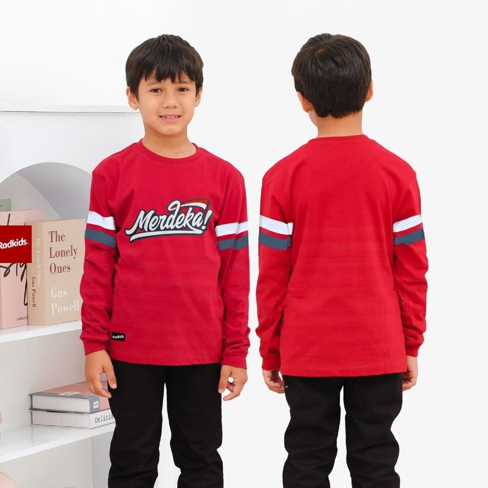BISA COD Baju 17 Agustus Anak  Kemerdekaan Kaos Couple Lengan Panjang Merah Putih Merdekalah Merah D