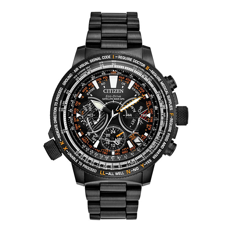 Jam Tangan Pria Citizen Promaster CC7015-55E Satelite Wave Eco Drive Black Dial Black Titanium Strap