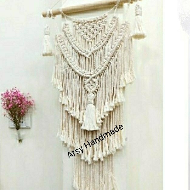 Hiasan Dinding Macrame / Hiasan Dinding Ruang Tamu / Pajangan / Tali