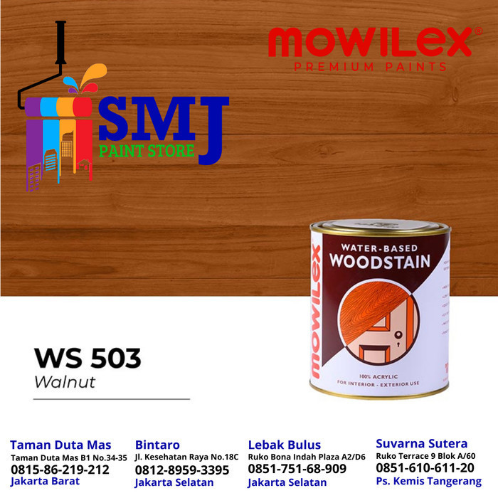 Produk Cat Wood Stain Kayu MOWILEX Water Based warna 503 Walnut 1 Liter