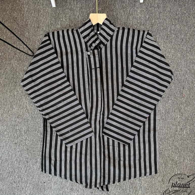 Gratis Ongkir Surjan Lurik Baju Jadul Cowok Pria Dewasa Lurik Hitam Coklat Baju Adat Tradisional Jaw
