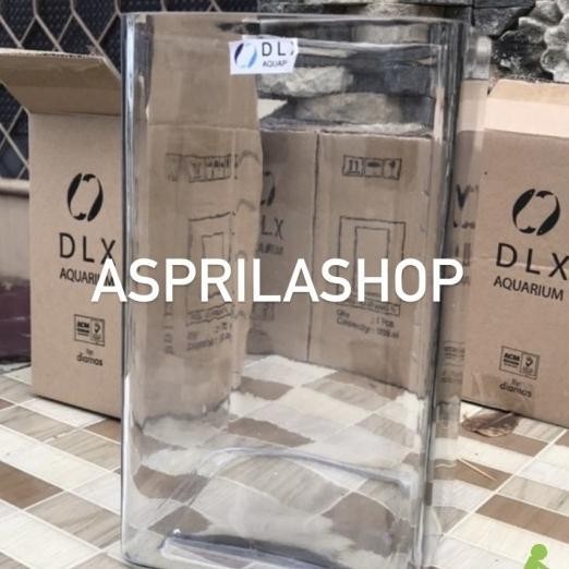 Pot Bunga Kotak Kaca Tinggi 24Cm Kaca Tebal Vas Bunga