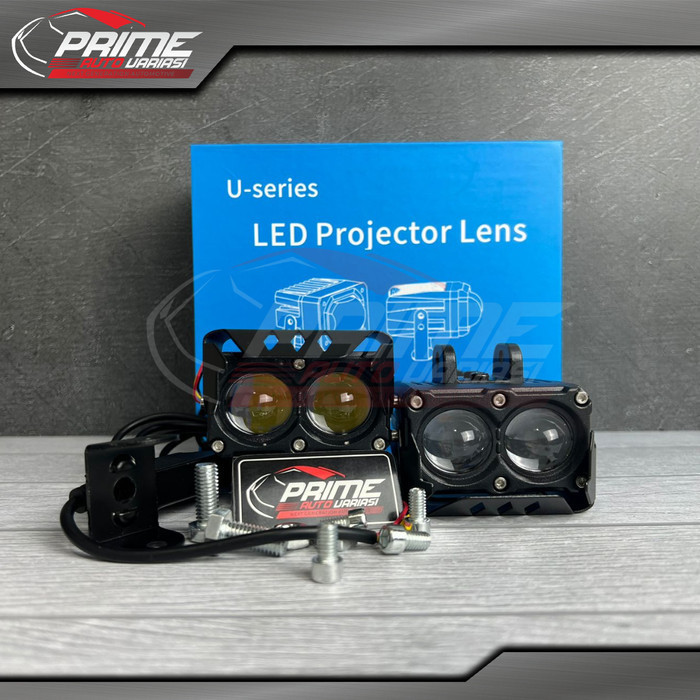 Lampu Projie 2 Mata LED Lampu Tembak Dual Mini Projie U Series Escort Putih Kuning