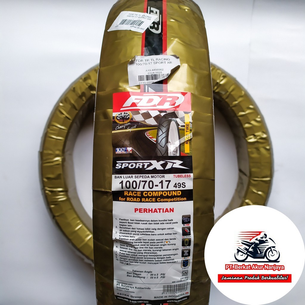 FDR Sport XR 100/70-17 soft compound tubeless BONUS Pentil Racing Tire