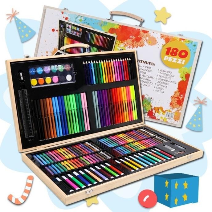 

CRAYON SET 180PCS BOX KAYU / PAINTING WOODEN ART DRAWING SETS CRAYON SET ANAK LENGKAP HALUS NYAMAN BAGUS BERKUALITAS BRAND OFFICIAL TERLARIS TERBARU TERMURAH UNIK COD