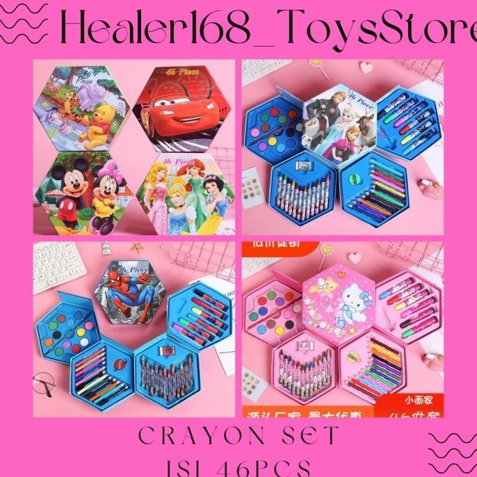 

CRAYON SET KARAKTER ISI 46 PCS 4 IN 1 MEWARNAI / MELUKIS CRAYON SET ANAK LENGKAP HALUS NYAMAN BAGUS BERKUALITAS BRAND OFFICIAL TERLARIS TERBARU TERMURAH UNIK COD