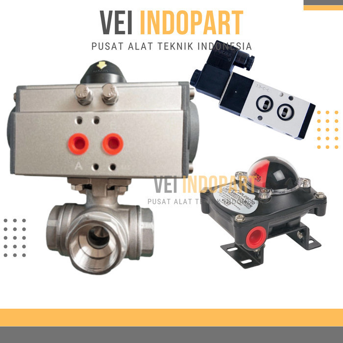 Actuator Ball Valve 3 Way Type L Port Single Acting Size 3/4 Inch