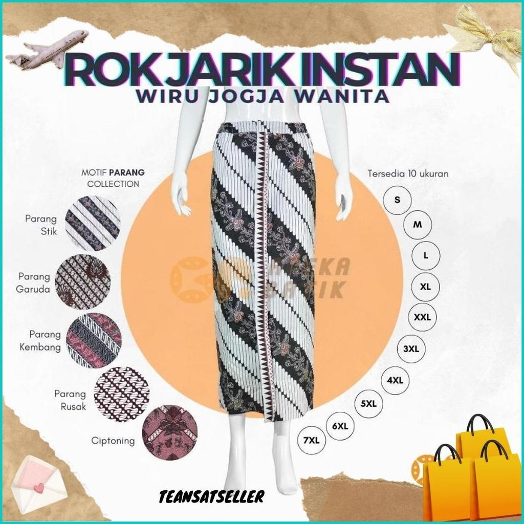 (Promo) Rok Jarik Wiru Jogja Wanita Dewasa Rok Instan Pakaian Adat Jawa Batik Motif Lereng (Ready|Co