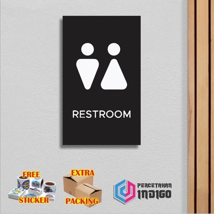 

Murah Papan tanda sign board akrilik 15cmx25cm Rest Room pria wanita Keren