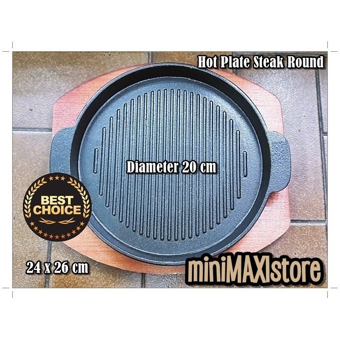 Ede Piring Hot Plate / Piring Teppanyaki / Hot Plate Steak Bbq Round 20 Cm