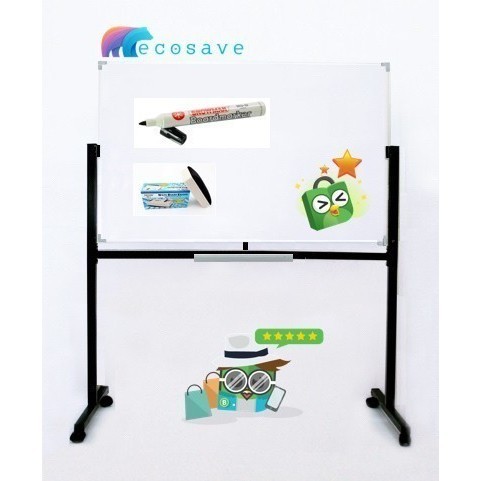 

Whiteboard Standing 90x120 Non Magnetic Single Face Papan Tulis 1 Muka