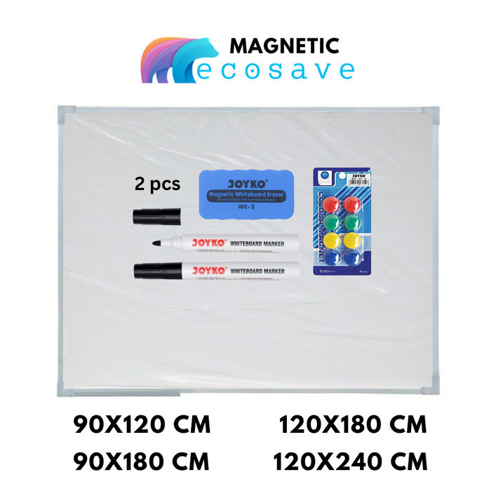 

Whiteboard 80x120 cm Magnetic Papan Tulis Gantung EcoSave 80 x 120