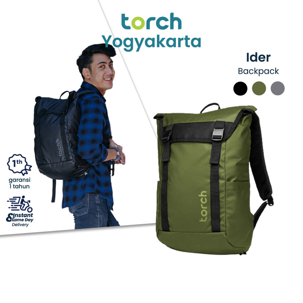 TORCH Ider Tas Ransel Mudik Punggung Sekolah Kerja Travelling Laptop Pria Wanita Tahan Air 19 Liter 
