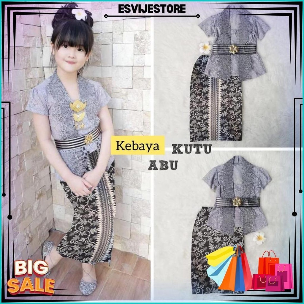 Satu Set Kebaya Anak Cewek Pakaian Kebaya Anak Perempuan Baju Kebaya Batik Anak Kebaya Brukat Baju A