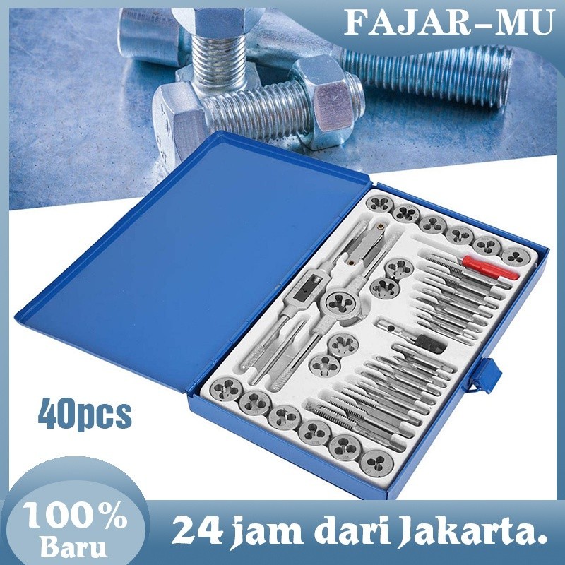 Original 40 Pcs Tap Die Set Tap Ulir Baut Hand Tap And Dies Set Tap Set Tekiro