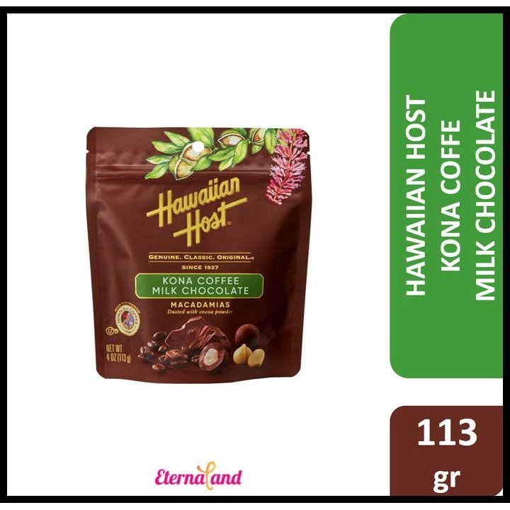 

Hawaiian Host Kona Coffee Milk Chocolate 4 Oz - Cokelat Impor Usa
