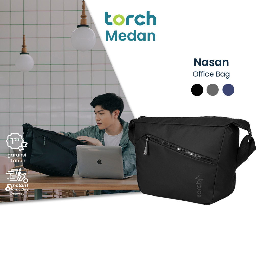 TORCH Nasan Tas Selempang Laptop Kerja Sekolah Bahu Pria Wanita Anti Air