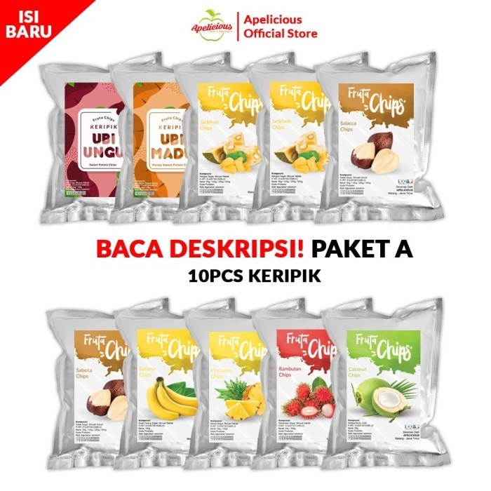 

BERKUALITAS Paket HEMAT 10pcs KERIPIK (Buah, Sayur, KRUPUK Buah)