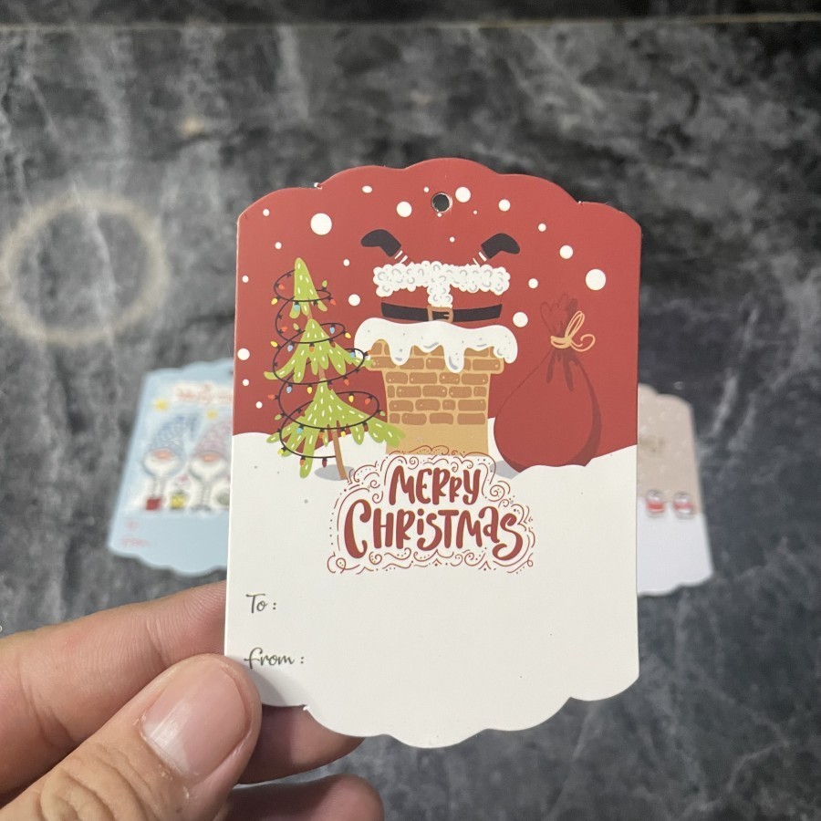 

Tag card tema natal semotif dengan dus - Red Santa