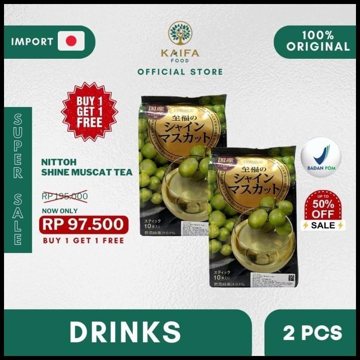 

Promo !! Nittoh Shine Muscat - Teh Instan Rasa Buah Khas Jepang