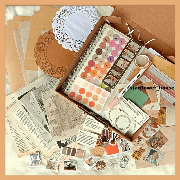 

Ready Journal Kit Vintage Aesthetic Diy Scrapbook Kit Journaling Set Murah