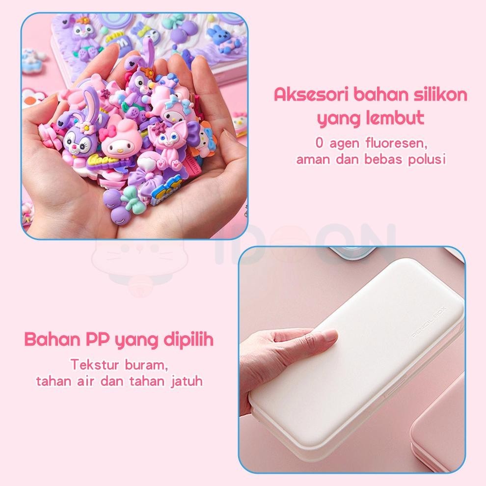 

PJ24 IDOON Kotak alat tulis anak korea diy tempat pensil deco cream set Hemat