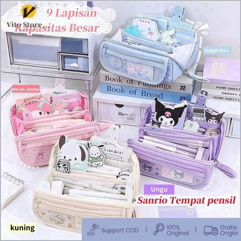 

ter-98 CODSanrio Tempat Pensil Cinnamoroll Melody Kuromi Penyimpanan Alat Tulis Siswa Perlengkapan Sekolah Ins Kawaii Hadiah Lucu Murah