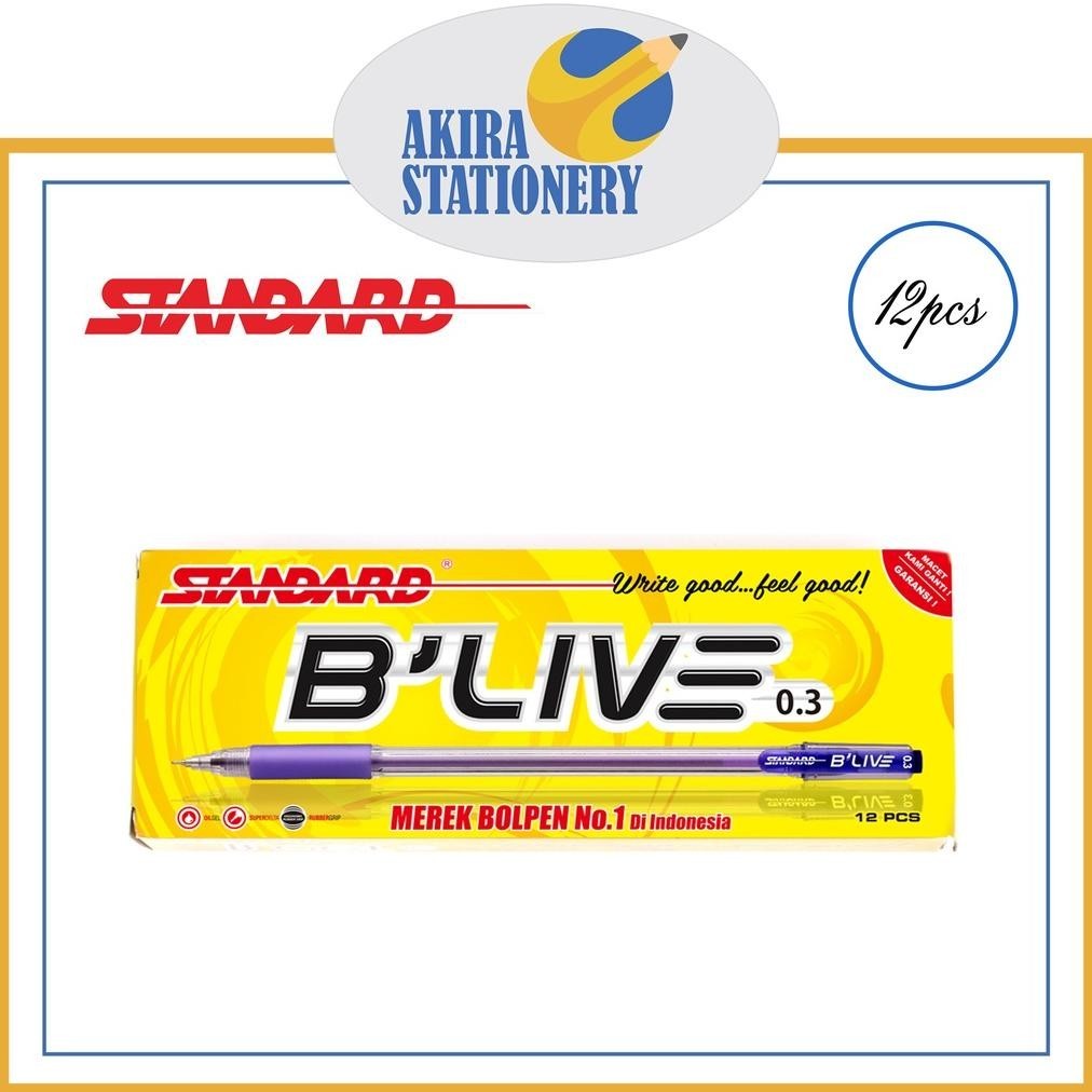

fgk-24 PULPEN / PEN / PENA STANDARD B'Live 0.3 [HITAM & BIRU] (12PCS) Murah