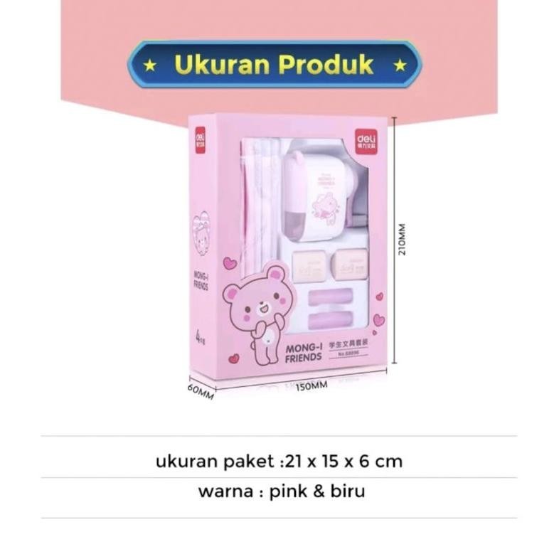 

GTU-712 TOKO_ATK168 Deli Stationery Set 4 in 1 Rautan Pensil 12pcs Pensil 2 Penghapus Dan 2 Penutup Pena 68896 Terlaris