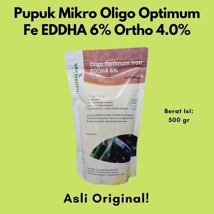 Pupuk Oligo Optimum Fe EDDHA 6% Ortho 4 (Kemasan 500 gram)
