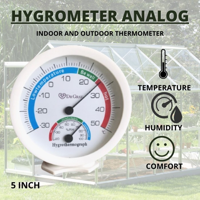 termometer ruangan /hygrometer analog 5 inch