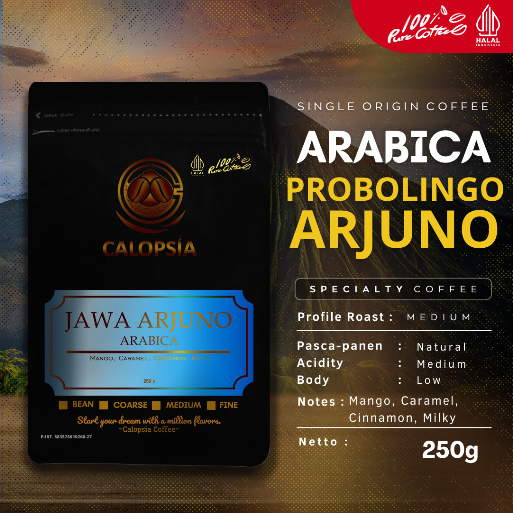 

CALOPSIA Kopi Arabica Arjuno Single Origin 250 Gram (Specialty Grade 1) | Kopi Arabika