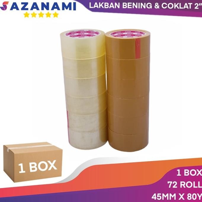 

1 Box Lakban Bening 2" inch x 80 Yard Sazanami Tape Isolasi (Gojek) saz4 Juara