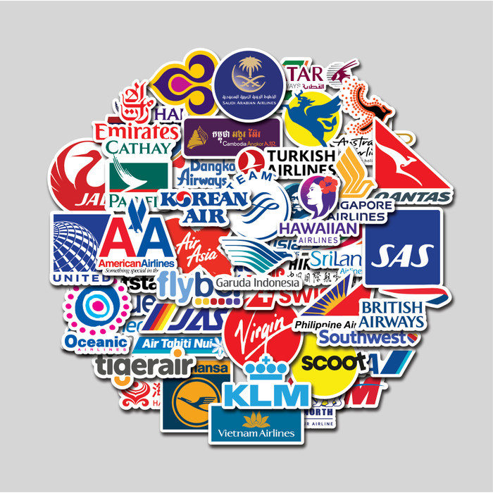 

Sale Sticker Pack Airlines Logo Stiker Tumbler Laptop Stiker Koper Helm