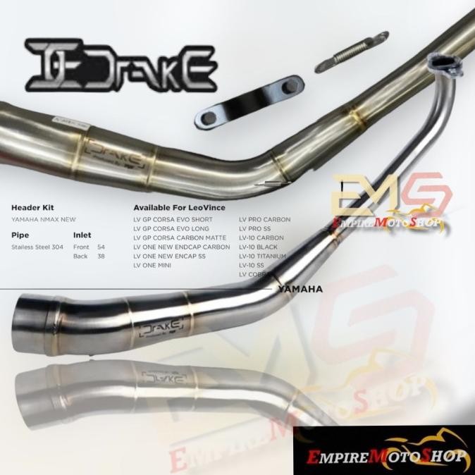 DRAKE Header Knalpot Nmax New Aerox New Inlet 54mm Leheran by R9