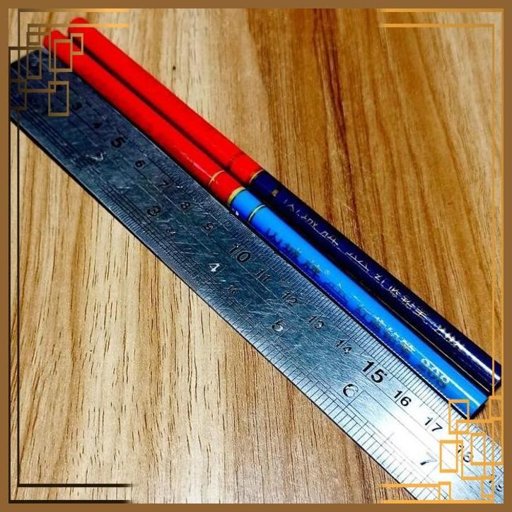 

[MJJ] PENSIL MERAH BIRU KECIL / PENSIL POLA MERAH BIRU