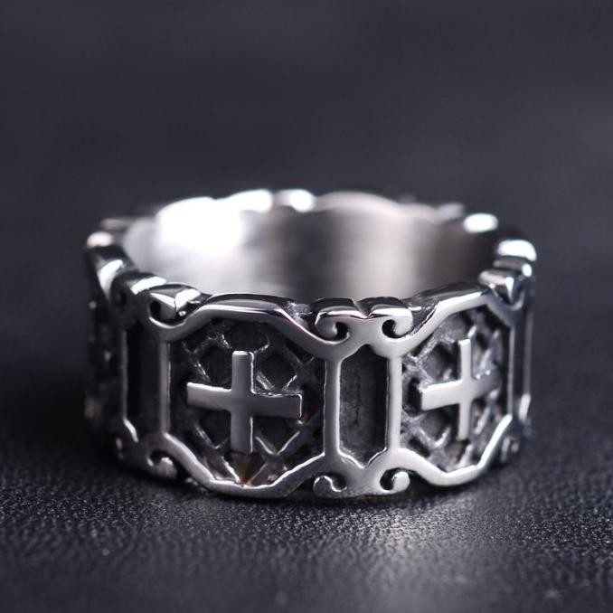 

Cincin Salib Keliling S925 Perak Sterling / Cincin Jesus Untuk Kristen