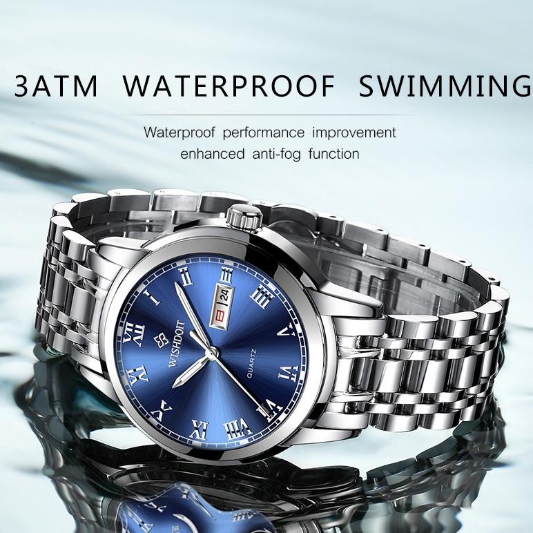 NI06 WISHDOIT Jam Tangan Couple Pasangan Anti Air Original Waterproof Stainless Silver Fashion Men W