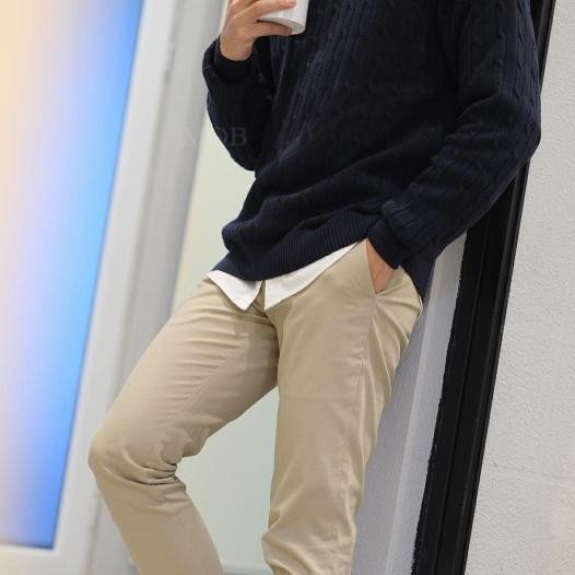 Sweater Polo Cable Knit Dnight Navy