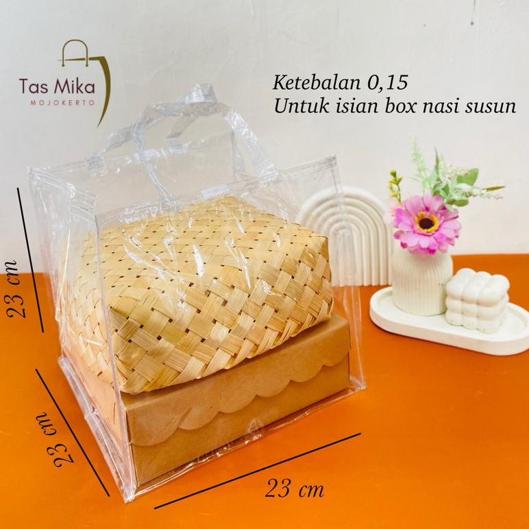 

d-54 1LUSIN Tas Mika Uk 23x23x23 Nasi Box Hajatan Berkat Original