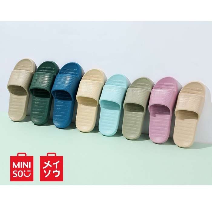Sandal MINISO Men's Honeycomb Pattern Soft Sole Bathroom Sandal Kamar Mandi Sandal Rumah