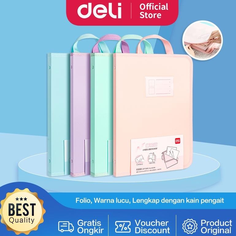 

Mega Sale Deli Zip Bag / Map Tas Folder Retsleting Ukuran A4 Lucu 63246 Premium