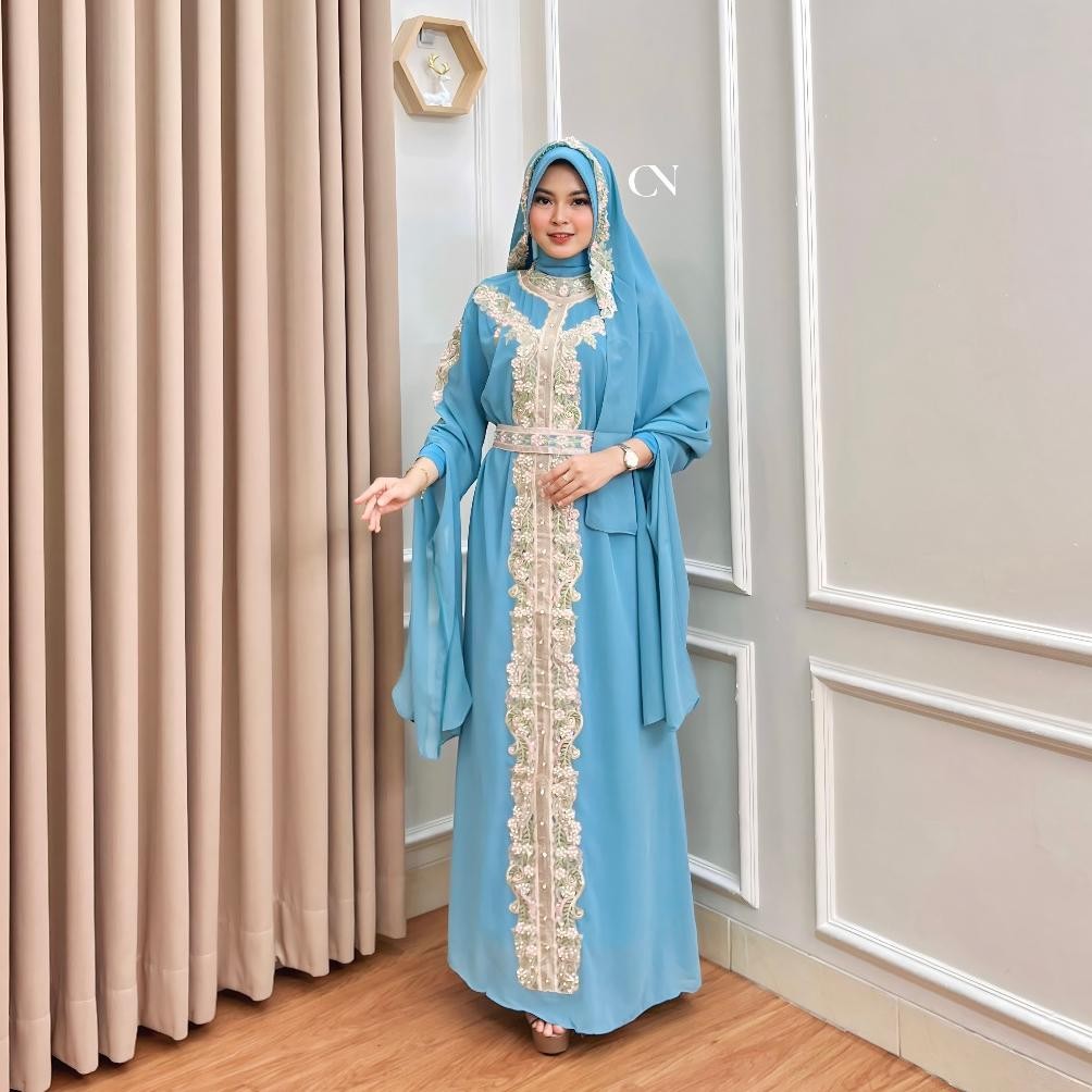 Gamis Kaftan Pesta Mewah Amberlee Allsize Inner Dress Kondangan