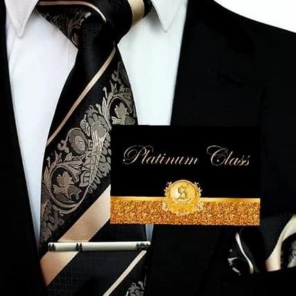 Dasi Gold Batik Salur Pria Set Platinum Class